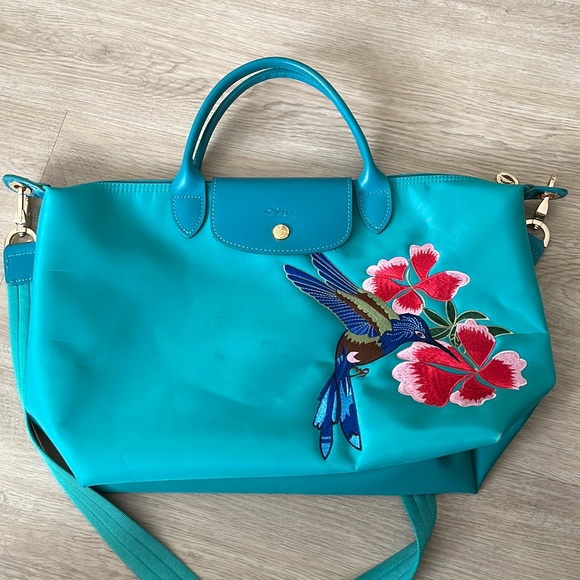 Longchamp Bags Longchamp Le Pliage Embroidered Bird Medium Poshmark